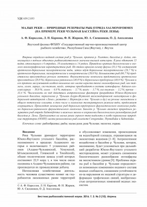 Обложка Электронного документа: Малые реки - природные резерваты рыб отряда Salmoniformes (на примере реки Чульман Бассейна реки Лены) <br>Small rivers - nature reserves of Salmoniformes order species (the example of the Chulman river (Lena river Basin))