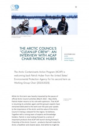 Обложка Электронного документа: The Arctic Council’s "Clean-up crew": an interview with ACAP chair Patrick Huber