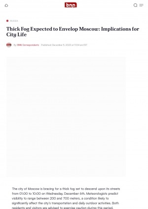 Обложка Электронного документа: Thick Fog Expected to Envelop Moscow: Implications for City Life