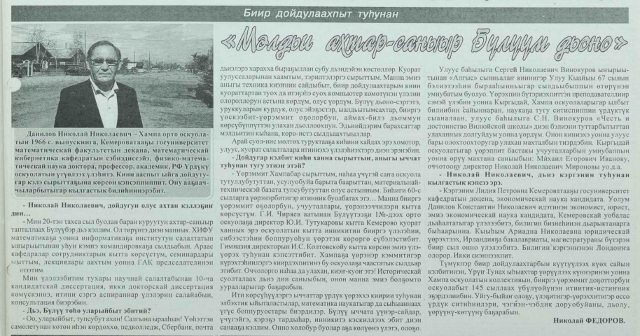 Обложка Электронного документа: Мэлдьи ахтар-саныыр Бүлүүм дьоно: [Николай Николаевич Данилов интервьюта]