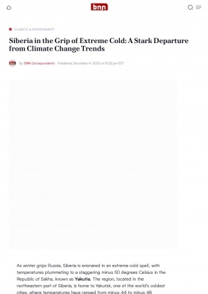 Обложка Электронного документа: Siberia in the Grip of Extreme Cold: A Stark Departure from Climate Change Trends
