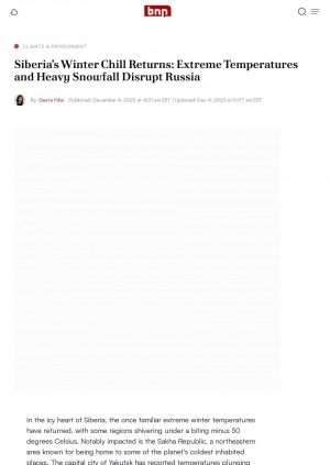 Обложка Электронного документа: Siberia’s Winter Chill Returns: Extreme Temperatures and Heavy Snowfall Disrupt Russia