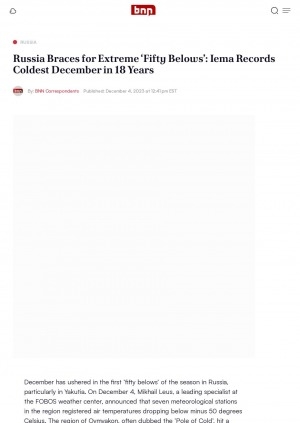 Обложка Электронного документа: Russia Braces for Extreme ‘Fifty Belows’: Iema Records Coldest December in 18 Years