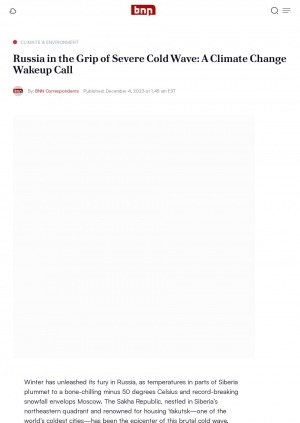 Обложка Электронного документа: Russia in the Grip of Severe Cold Wave: A Climate Change Wakeup Call