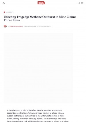 Обложка Электронного документа: Udachny Tragedy: Methane Outburst in Mine Claims Three Lives