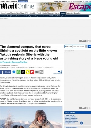 Обложка Электронного документа: The diamond company that cares: Shining a spotlight on the little known Yakutia region in Siberia with the astonishing story of a brave young girl