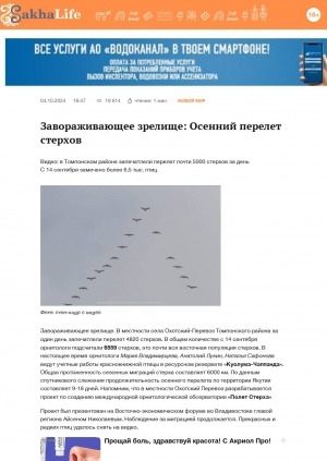 Обложка Электронного документа: Завораживающее зрелище: осенний перелет стерхов