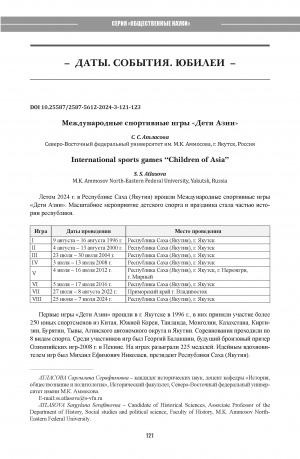 Обложка Электронного документа: Международные спортивные игры "Дети Азии" = International sports games “Children of Asia”