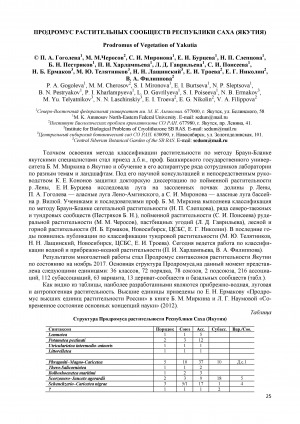 Обложка Электронного документа: Продромус растительных сообществ Республики Саха (Якутия) = Prodromus of Vegetation of Yakutia