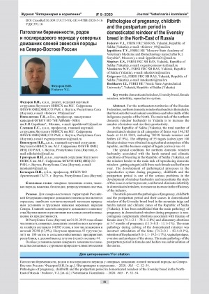 Обложка Электронного документа: Патологии беременности, родов и послеродового периода у северных домашних оленей эвенской породы на Северо-Востоке России = Pathologies of pregnancy, childbirth and the postpartum period in domesticated reindeer of the Evensky breed in the North-East of Russia