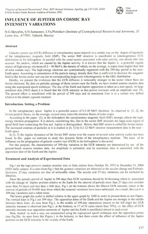 Обложка Электронного документа: Influence of Jupiter on cosmic ray intensity variations
