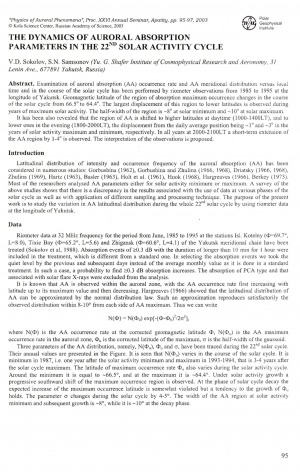 Обложка Электронного документа: The dynamics of auroral absorption parameters in the 22nd solar activity cycle