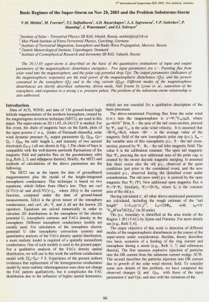 Обложка Электронного документа: Basic Regimes of the Super-Storm on Nov 20, 2003 and the Problems Substorms-Storm