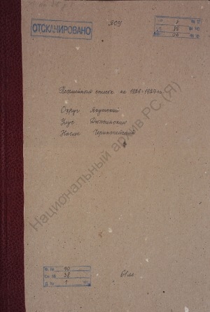 Обложка Электронного документа: Поселенная книга по Чериктейскому наслегу Дюпсинского улуса Якутского округа. 1 октября 1926 г. - 1 октября 1927 г.