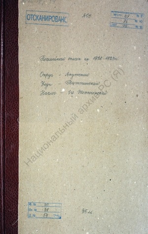 Обложка Электронного документа: Посемейный список книга по 1-му Жехсогонскому наслегу Таттинского улуса Якутского округа. 1 октября 1926 г. - 1 октября 1927 г.