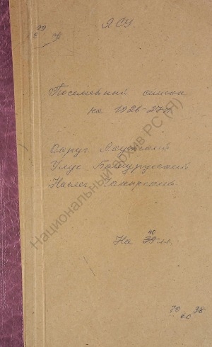 Обложка Электронного документа: Посемейный список по Чакырскому наслегу Батурусского улуса Якутского округа. 1 октября 1926 г. - 1 октября 1927 г.