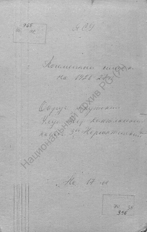 Обложка Электронного документа: Посемейный список по 3-му Нерюктейскому наслегу Восточно-Кангаласского улуса Якутского округа. 1 октября 1927 г. - 1 октября 1928 г.