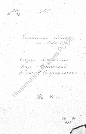 Обложка Электронного документа: Посемейный список по 1-му Скараульскому наслегу Амгинского улуса Якутского округа. 1 октября 1927 г. - 1 октября 1928 г.
