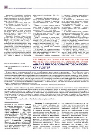 Обложка Электронного документа: Анализ микрофлоры ротовой полости у детей