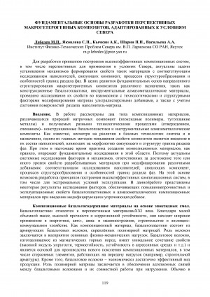 Обложка Электронного документа: Фундаментальные основы разработки перспективных макрогетерогенных композитов, адаптированных к условиям Севера