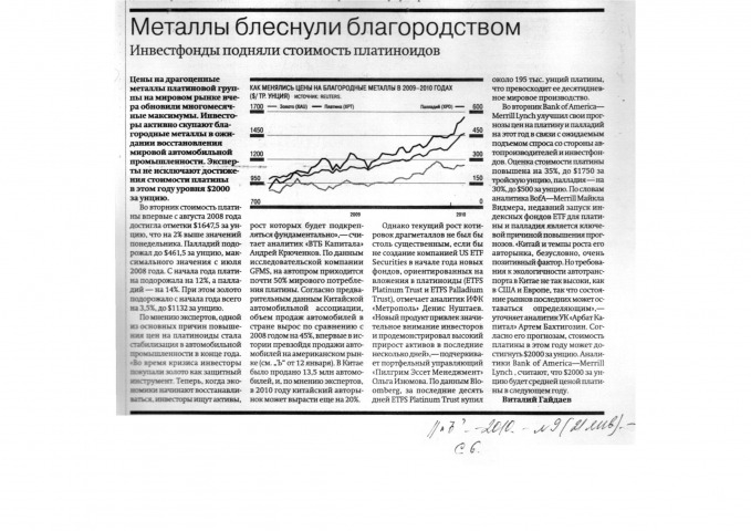 Обложка Электронного документа: Металлы блеснули благородством: инвестфонды подняли стоимость платиноидов