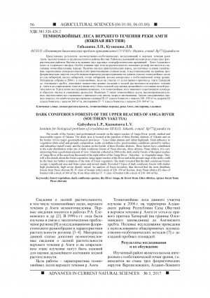 Обложка Электронного документа: Темнохвойные леса верхнего течения реки Амги (Южная Якутия) <br>Dark coniferous forests of the upper reaches of Amga river (Southern Yakutia)