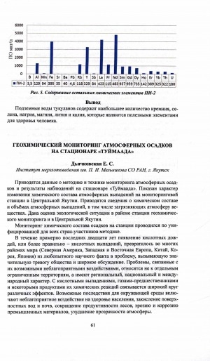 Обложка Электронного документа: Геохимический мониторинг атмосферных осадков на стационаре "Туймаада"
