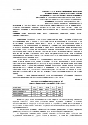 Обложка Электронного документа: Земельно-кадастровое зонирование территории и оценка земель административного района (на примере села Покровск Мегино-Кангаласского района) <br>Land-cadastral zoning of the territory and land assessment of the administrative district (on the example of Megino-Kangalassky district and village Pokrovsk)