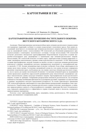 Обложка Электронного документа: Картографирование почвенно-растительного покрова Якутского ботанического сада <br>Mapping of the soil-plant cover in Yakutsk Botanical Garden