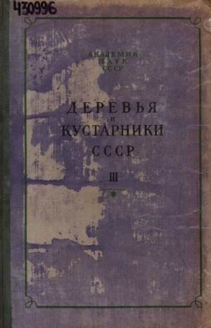 Обложка Электронного документа: Деревья и кустарники СССР: Дикорастущие, культивируемые и перспективные для интродукции <br/> Т. 3. Покрытосеменные. Семейства троходендроновые - розоцветные