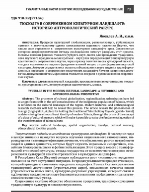 Обложка Электронного документа: Тюсюлгэ в современном культурном ландшафте: историко-антропологический ракурс <br>Tyusulge in the modern cultural landscape: a historical and anthropological perspective