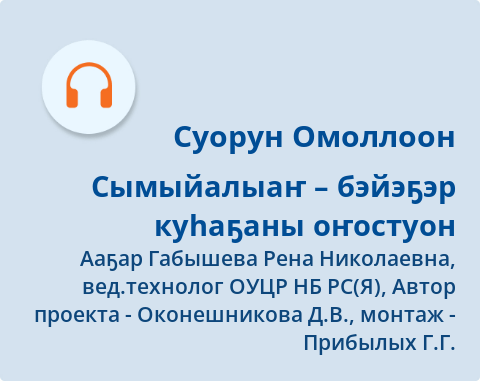 Обложка Электронного документа: Сымыйалыаҥ – бэйэҕэр куһаҕаны оҥостуон: [аудиозапись]