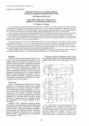 Обложка Электронного документа: Тонкая структура 11-летнего цикла по флуктуациям космических лучей <br>Fine structure of 11-year cycle from fluctuations of cosmic rays