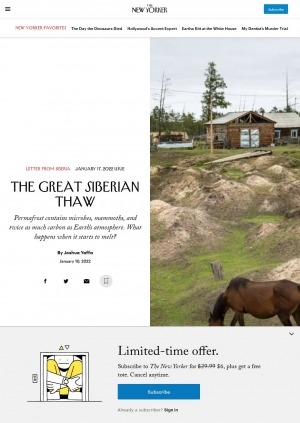 Обложка Электронного документа: The great siberian thaw: [about damages caused by thaw like microbs, different diseases would be awaken etc. Human activity redoubles the melting]