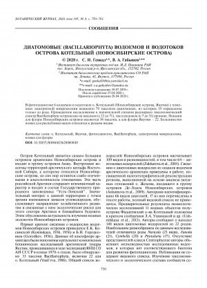 Обложка Электронного документа: Диатомовые (Bacillariophyta) водоемов и водотоков острова Котельный (Новосибирские острова) <br>Diatom algae (Bacillariophyta) in waterbodies and watercourses on Kotelny Island (New Siberian Islands archipelago)