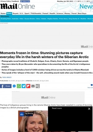 Обложка Электронного документа: Moments frozen in time: Stunning pictures capture everyday life in the harsh winters of the Siberian Arctic