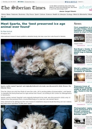 Обложка Электронного документа: Meet Sparta, the "best preserved ice age animal ever found"