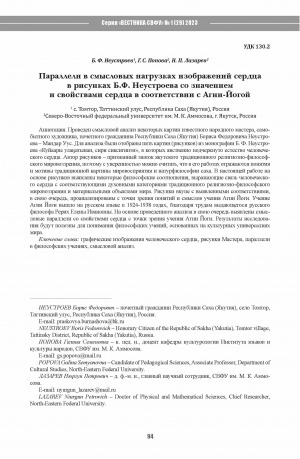 Обложка Электронного документа: Параллели в смысловых нагрузках изображений сердца в рисунках Б.Ф. Неустроева со значением и свойствами сердца в соответствии с Агни-Йогой <br>Parallels of semantic meanings of depicting heart in the Boris Neustroev’s drawings with the meaning and properties of the heart in the Teaching of Agni Yoga