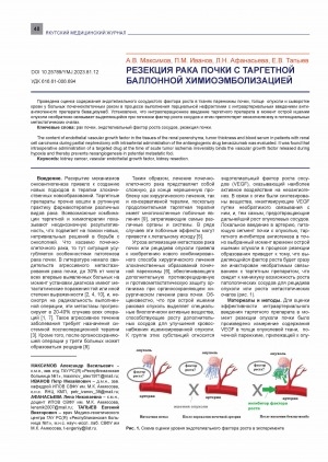 Обложка Электронного документа: Резекция рака почки с таргетной баллонной химиоэмболизацией <br>Renal cancer resection with targeted balloon chemoembolization