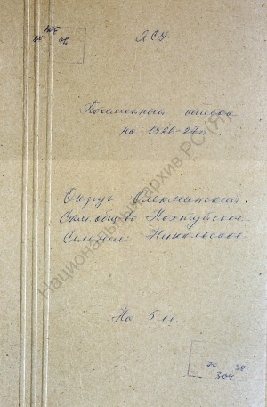 Обложка Электронного документа: Посемейный список по Никольскому селению Нохтуйского сельского общества Олёкминского округа. 1 октября 1926 г. - 1 октября 1927 г.