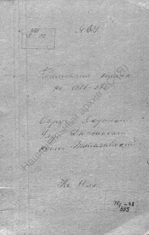 Обложка Электронного документа: Посемейный список по Батагайскому наслегу Дюпсинского улуса Якутского округа. 1 октября 1927 г. - 1 октября 1928 г.