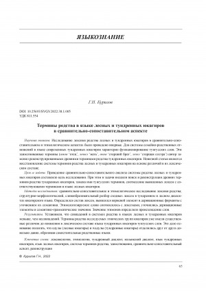 Обложка Электронного документа: Термины родства в языке лесных и тундренных юкагиров в сравнительно-сопоставительном аспекте <br>Kinship Terms in the Language of the Forest and Tundra Yukagirs in a Comparative Aspect
