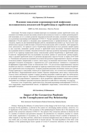Обложка Электронного документа: Влияние пандемии коронавирусной инфекции на взаимосвязь показателей безработицы и заработной платы <br>Impact of the Coronavirus Pandemic on the Unemployment and Pay Relationship