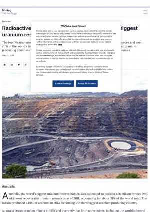 Обложка Электронного документа: Radioactive riches – the five countries with the biggest uranium reserves